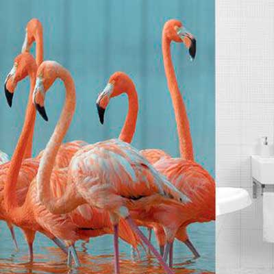 Шторка для ванной 180*200 FLAMINGO (Фламинго) HOT Print DSP3027