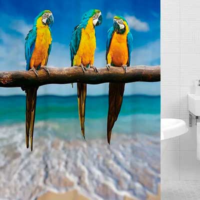 Шторка для ванной 180*200 Parrots (Попугаи) HOT Print
