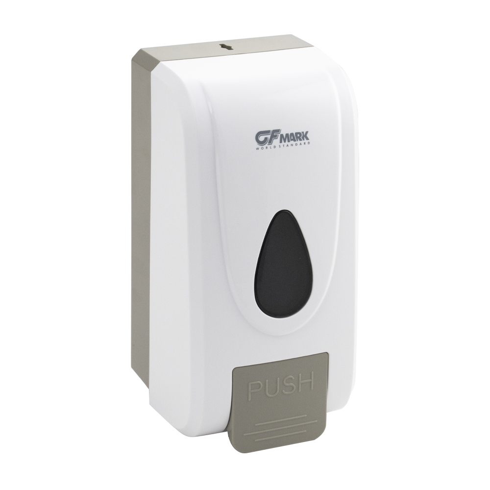 Дозатор для пены с педалью, пластик, белый с глазком,1000 мл GFmark