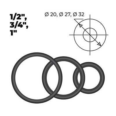 Набор сантехн. колец для американок 1/2", 3/4", 1" (2+2+2шт.) МР